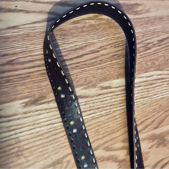 NWOT Brown Leather Painted Flowers With Western Stitching &  Buckle Size XXL - Picture 4 of 9